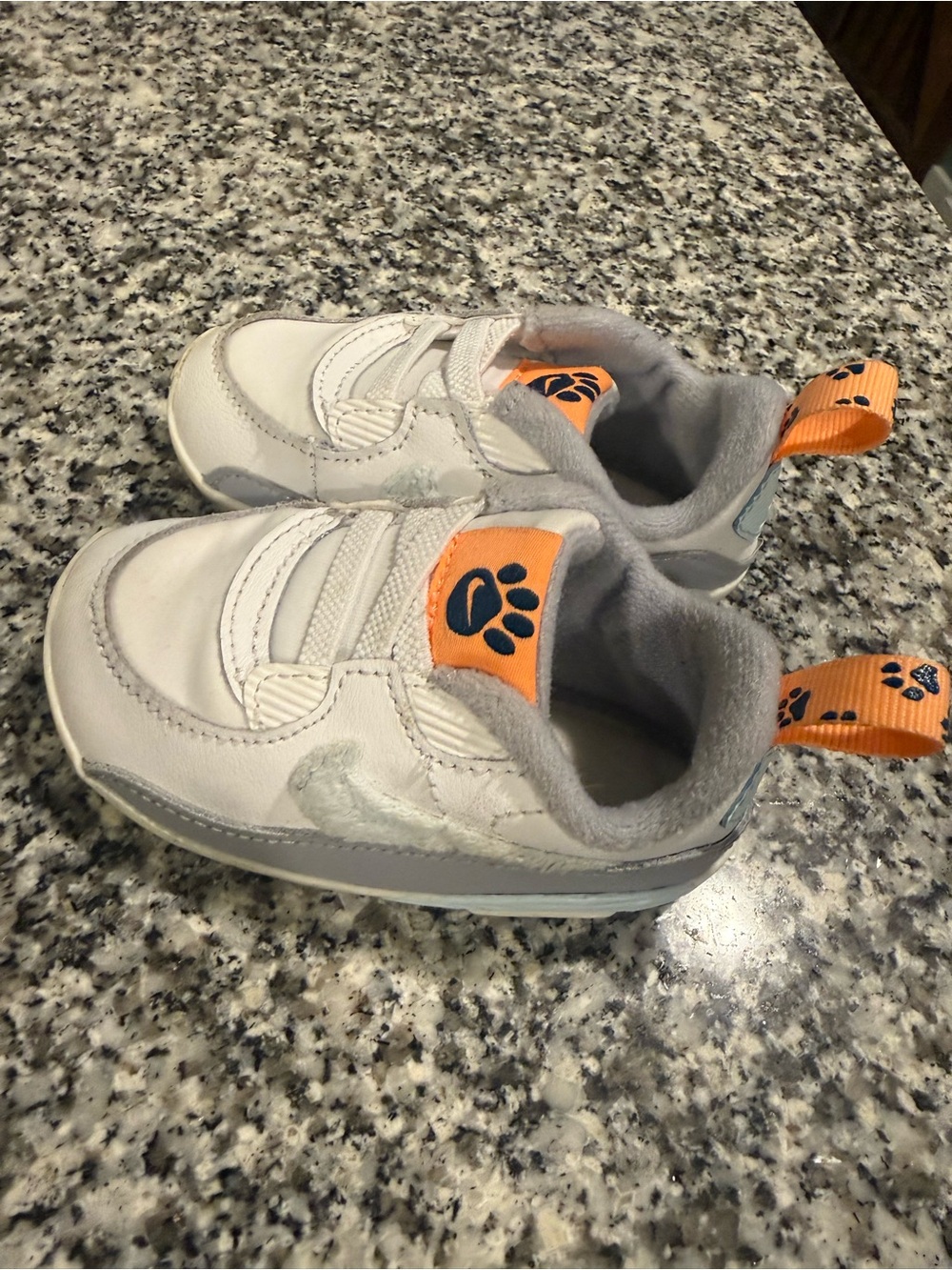 Kids White and Orange Nike Crib Booties